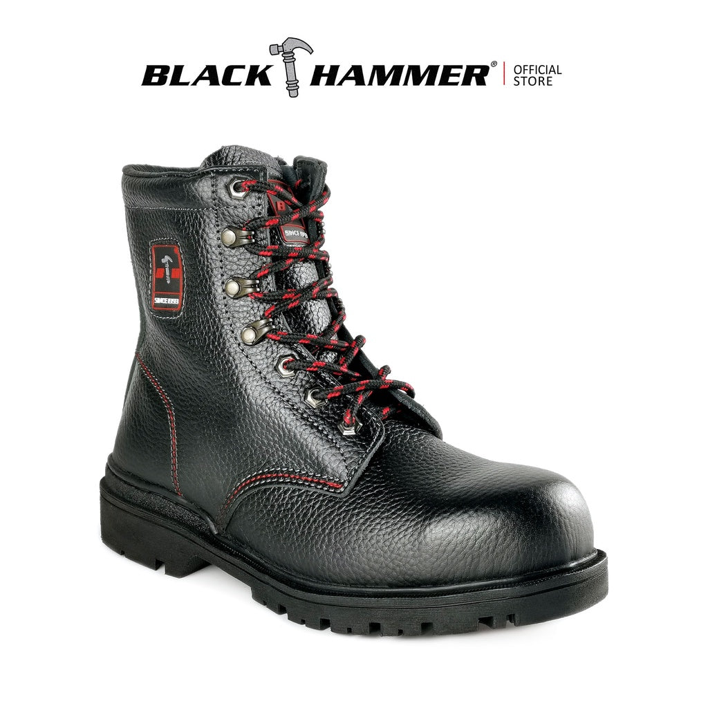 Black Hammer Men Mid Cut with Shoelace and Single Zip Safety Shoe BHS26608