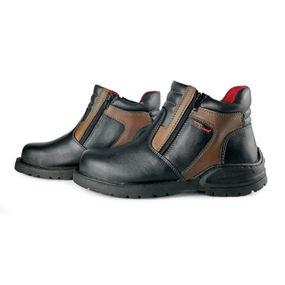 Black Hammer Men Mid Cut with Double Zip Safety Shoes BH5113