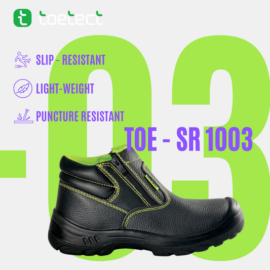TOETECT | TOE-SR1003 Men Mid Cut Double Zip Safety Shoes
