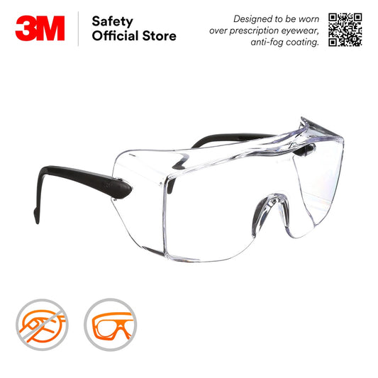 3M™ OX1000 Safety Eyewear 12163 / Over Spectacle / Protective Glasses/Anti-Fog [Clear/ Transparent Lens]