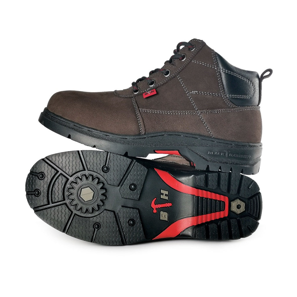 Black Hammer Mid Cut Lace Up Ladies Safety Shoes BH 3888 - BLACK SAFE OUTLET