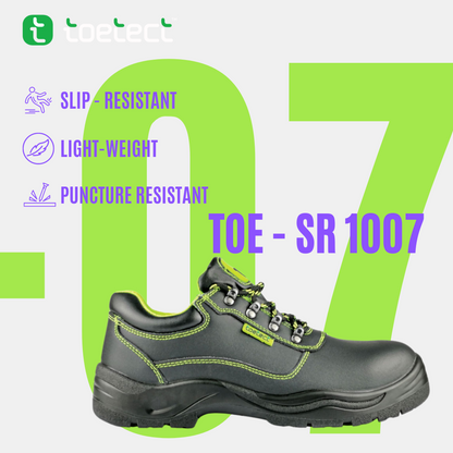 TOETECT | TOE-SR1007 Men Low Cut Lace-up Safety Shoes - BLACK SAFE OUTLET