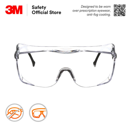 3M™ OX1000 Safety Eyewear 12163 / Over Spectacle / Protective Glasses/Anti-Fog [Clear/ Transparent Lens]