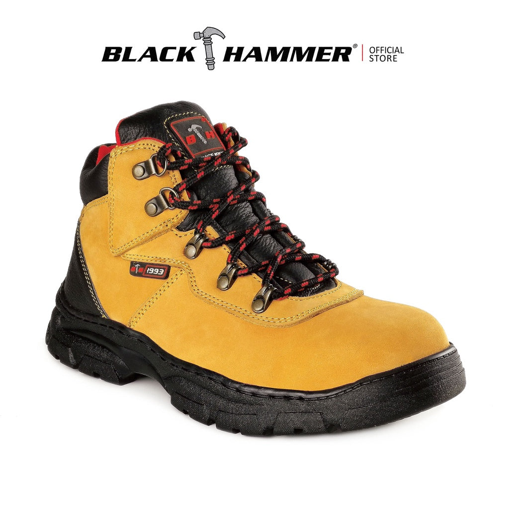 Black Hammer Men Mid Cut with Shoelace Safety Shoes BH0340