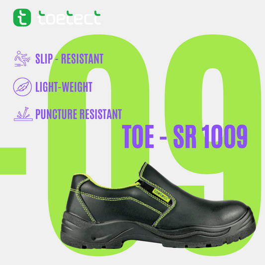 TOETECT | TOE-SR1009 Men Low Cut Slip-on Safety Shoes - BLACK SAFE OUTLET