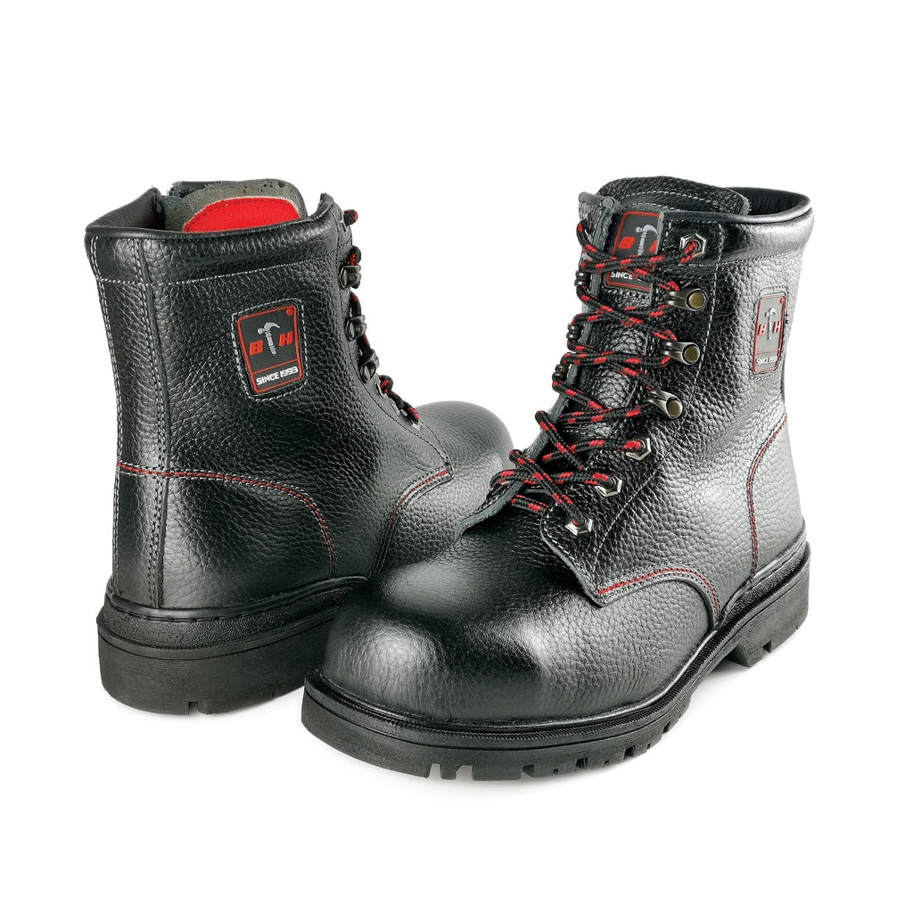 Black Hammer Men Mid Cut with Shoelace and Single Zip Safety Shoe BHS26608
