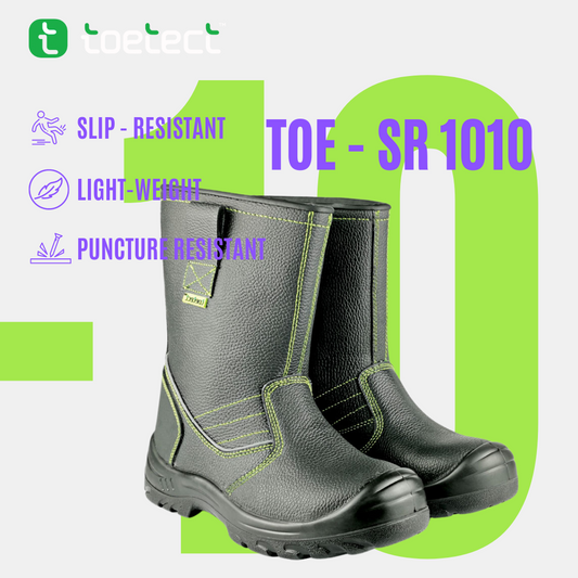 TOETECT | TOE-SR1010 Men High Cut Slip-On Safety Boots - BLACK SAFE OUTLET