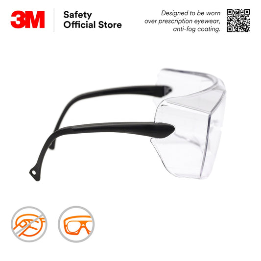3M™ OX1000 Safety Eyewear 12163 / Over Spectacle / Protective Glasses/Anti-Fog [Clear/ Transparent Lens]