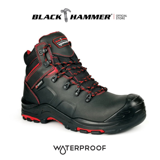 Black Hammer Waterproof Safety Shoes , Durable Rubber Outsole 