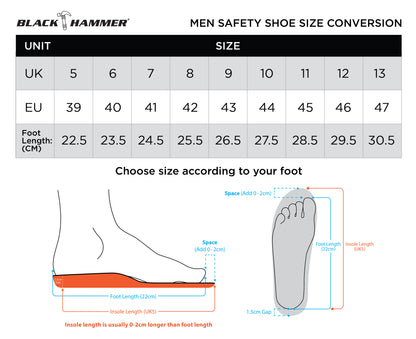 Black Hammer 4000 Series Mid Cut Safety Shoes BH4664 (SIRIM APPROVED) - BLACK SAFE OUTLET