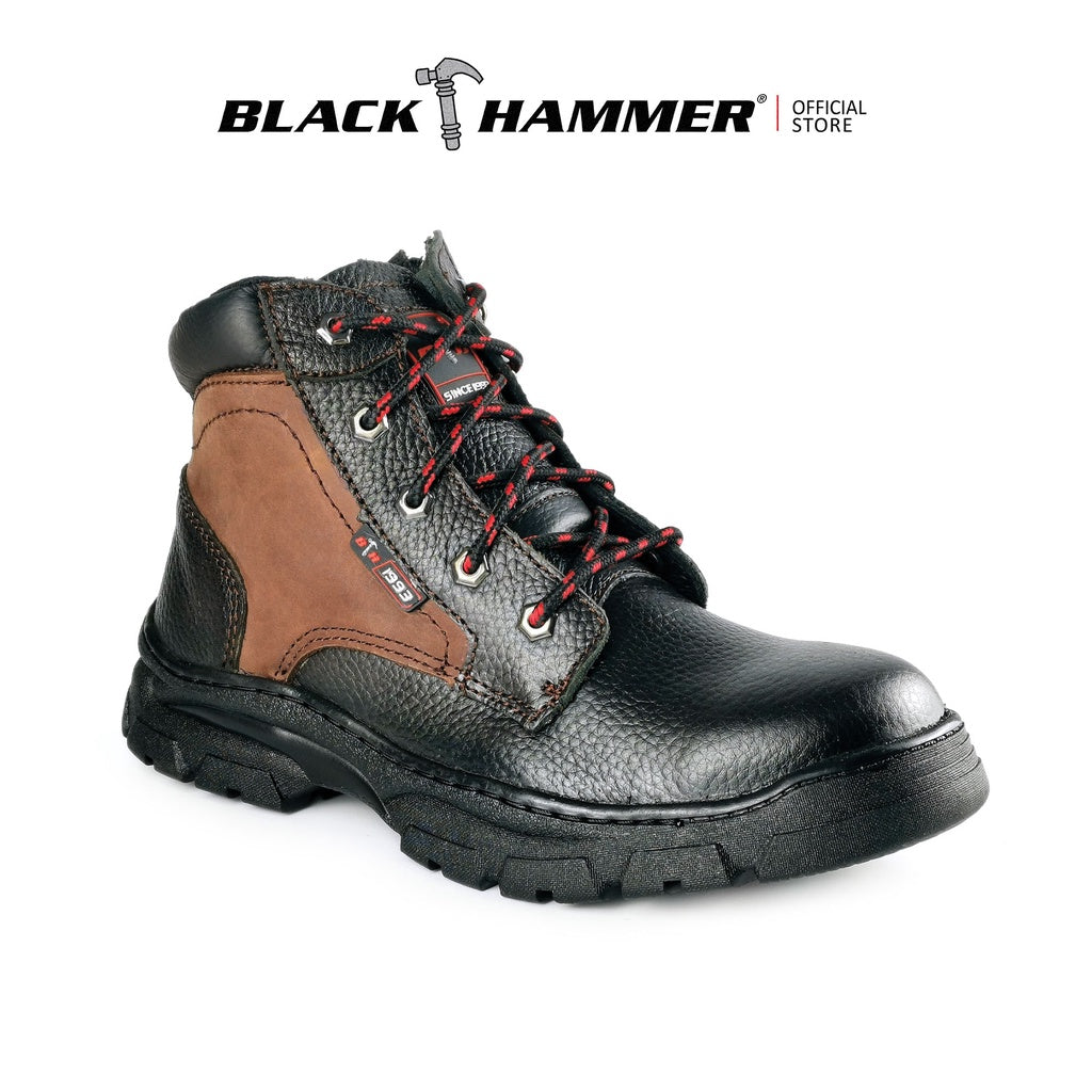 Black Hammer Men Mid Cut Safety Shoe with Shoelace BH2605