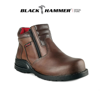 Black Hammer Men Mid Cut with Double Zip Safety Shoes BH5113