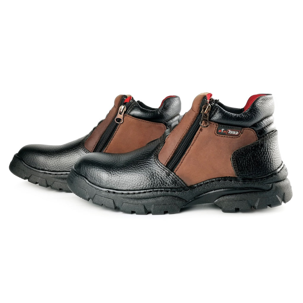Black Hammer Men Mid Cut Safety Shoe with Double Zip BH2604