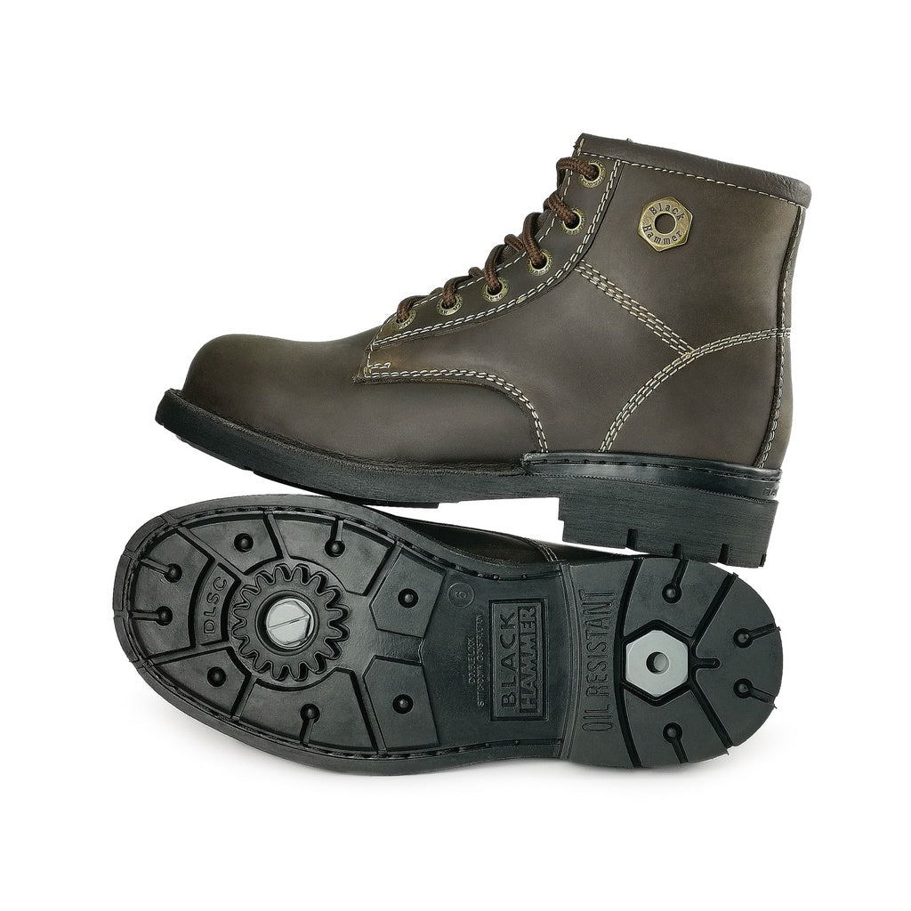 Black Hammer Men 4000 Series Mid Cut Safety Shoes BH 4892 - BLACK SAFE OUTLET