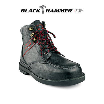 Black Hammer Men Mid Cut with Shoelace Safety Shoe BHS-26619 - BLACK SAFE OUTLET
