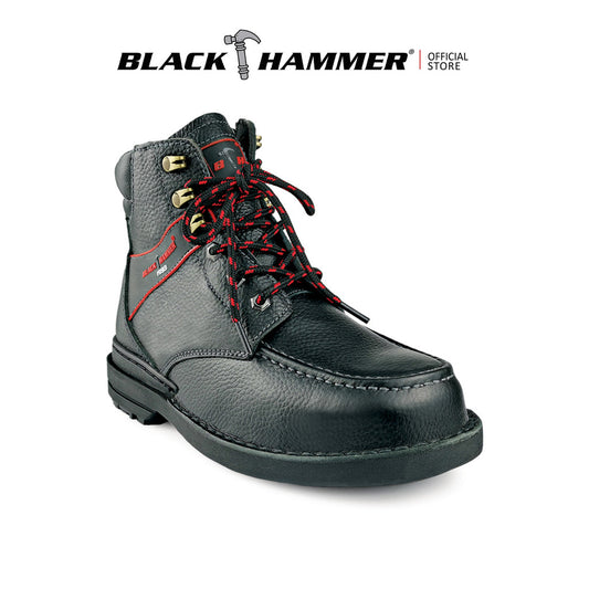 Black Hammer Men Mid Cut with Shoelace Safety Shoe BHS-26619 - BLACK SAFE OUTLET