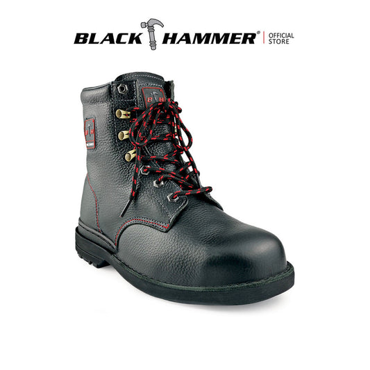 Black Hammer Men Mid Cut with Shoelace Safety Shoe BHS-26620 - BLACK SAFE OUTLET