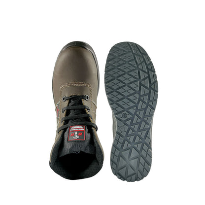 Black Hammer Men Mid Cut with Shoelace Safety Shoes BH-1504-BI - BLACK SAFE OUTLET