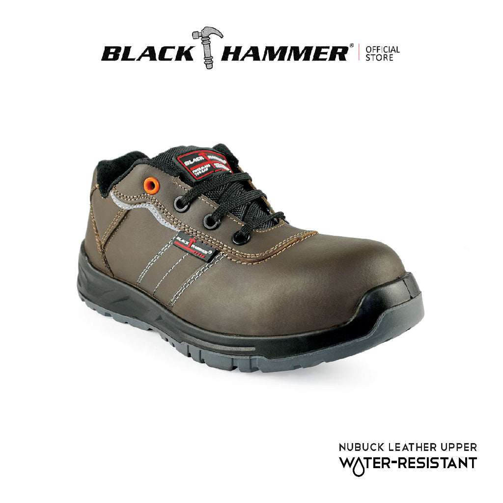 Black Hammer Men Low Cut with Shoelace Safety Shoes BH-1502-BI - BLACK SAFE OUTLET