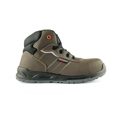Black Hammer Men Mid Cut with Shoelace Safety Shoes BH-1504-BI - BLACK SAFE OUTLET