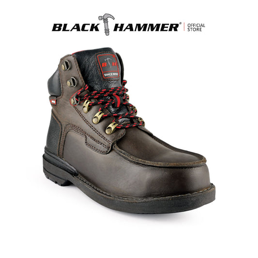 Black Hammer Men Mid Cut with Shoelace Safety Shoe BHS26614 - BLACK SAFE OUTLET