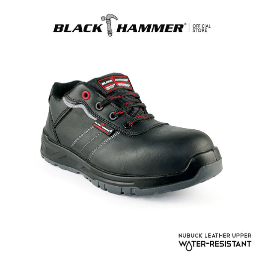 Black Hammer Men Low Cut with Shoelace Safety Shoes BH-1502-BI - BLACK SAFE OUTLET
