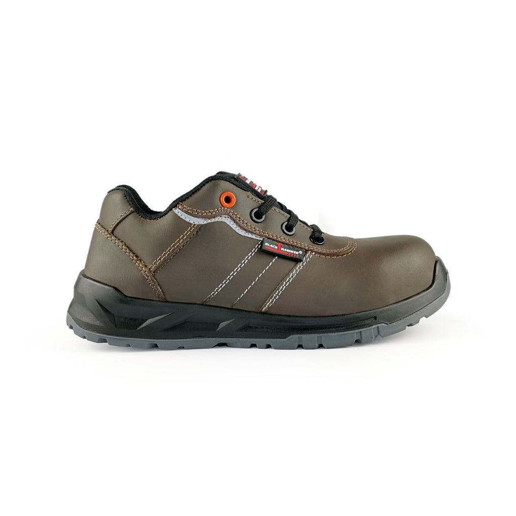 Black Hammer Men Low Cut with Shoelace Safety Shoes BH-1502-BI - BLACK SAFE OUTLET