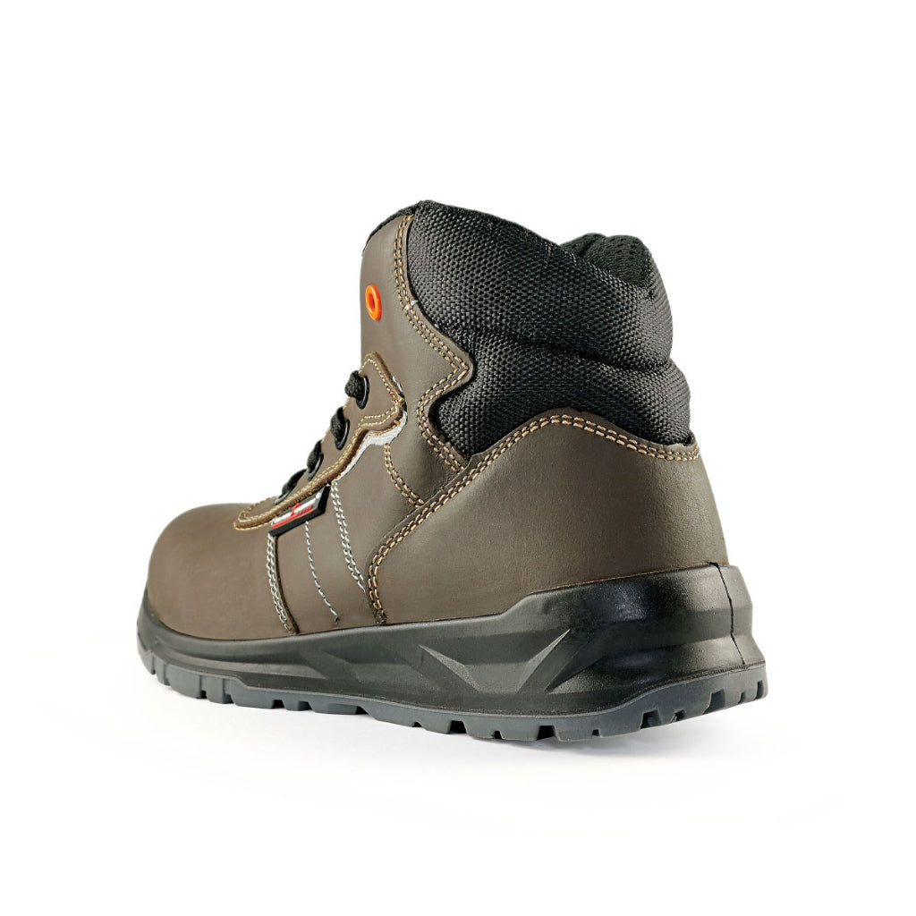 Black Hammer Men Mid Cut with Shoelace Safety Shoes BH-1504-BI - BLACK SAFE OUTLET