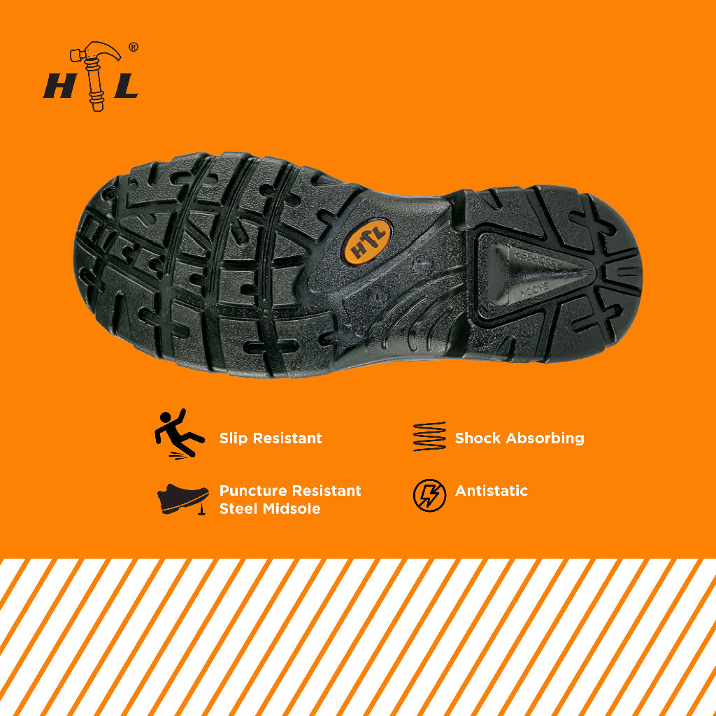 HAMMERLAND Men Low Cut with Shoelace Safety Shoes HAM-3007 GK - BLACK SAFE OUTLET