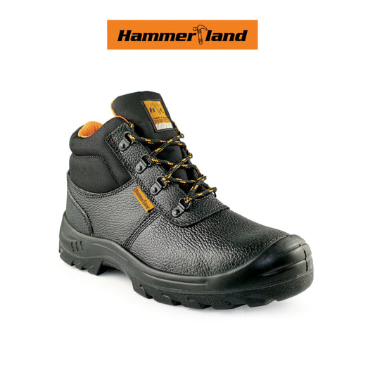HAMMERLAND Men Mid Cut with Shoelace Safety Shoes HAM-3008 GK - BLACK SAFE OUTLET