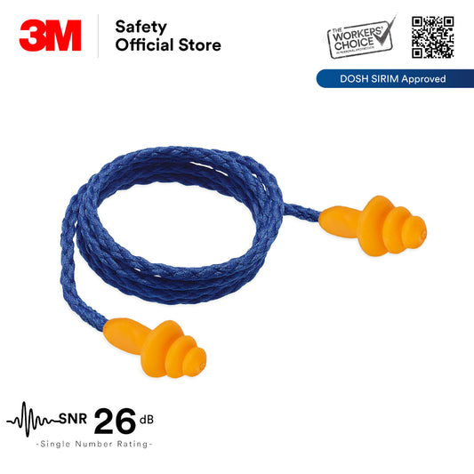 3M™ 1271 Reusable Earplugs /Corded/ SNR 26 dB/ DOSH SIRIM [1 Pair]