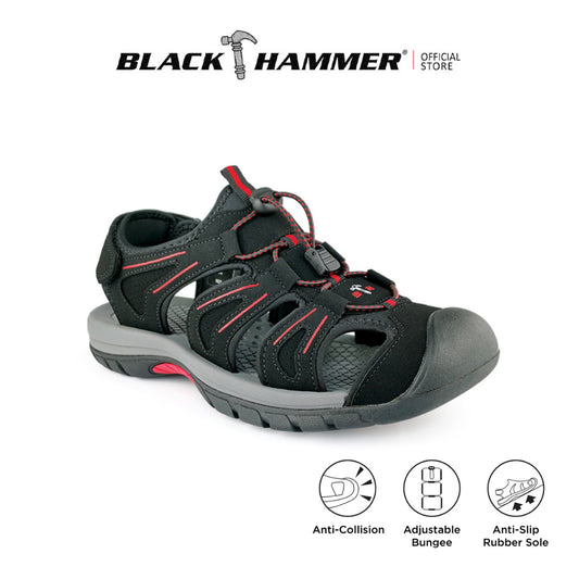 Black Hammer Men Walking Sandals BHC-201712-SD - BLACK SAFE OUTLET