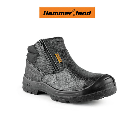 Hammerland Men Mid Cut with Double Zip Safety Shoes HAM-3009 GK - BLACK SAFE OUTLET