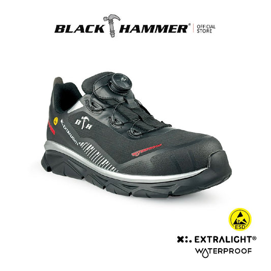 BLACK HAMMER Pro Series Men Low Cut Waterproof ESD Extralight Safety Shoe BHS-22003 - BLACK SAFE OUTLET