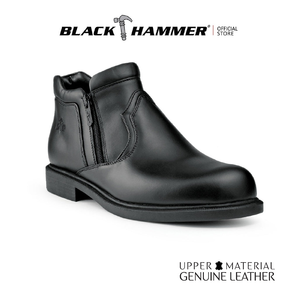 Black Hammer Men Formal Mid Cut with Double Zip Shoes BH3704-YM - BLACK SAFE OUTLET