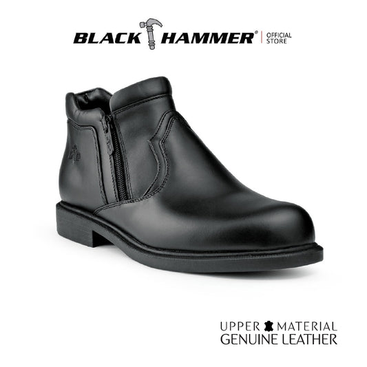 Black Hammer Men Formal Mid Cut with Double Zip Shoes BH3704-YM - BLACK SAFE OUTLET