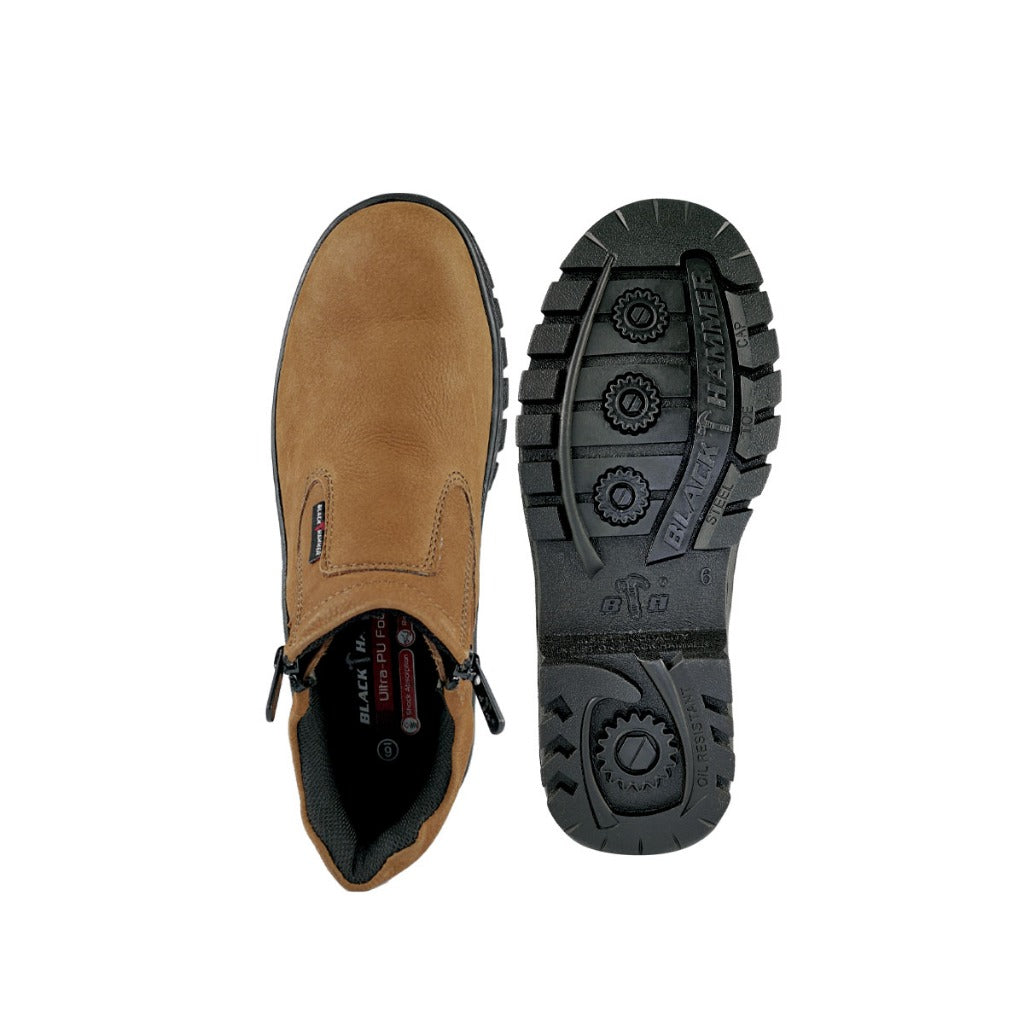 Black Hammer 2000 Series Mid Cut Safety Shoes BH2882 (SIRIM APPROVED) - BLACK SAFE OUTLET