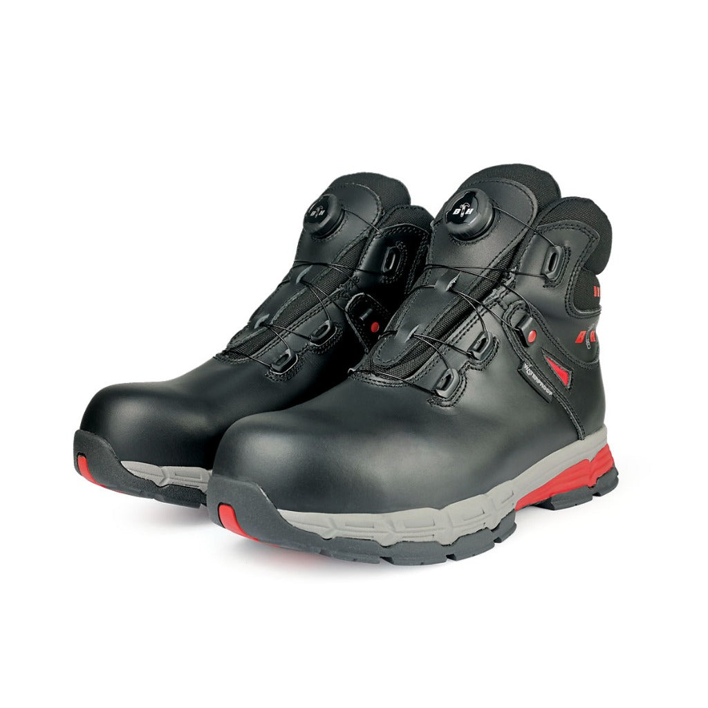 BLACK HAMMER Pro Series Men Waterproof Mid Cut with Fastlock Safety Shoe BH-1107-RS - BLACK SAFE OUTLET