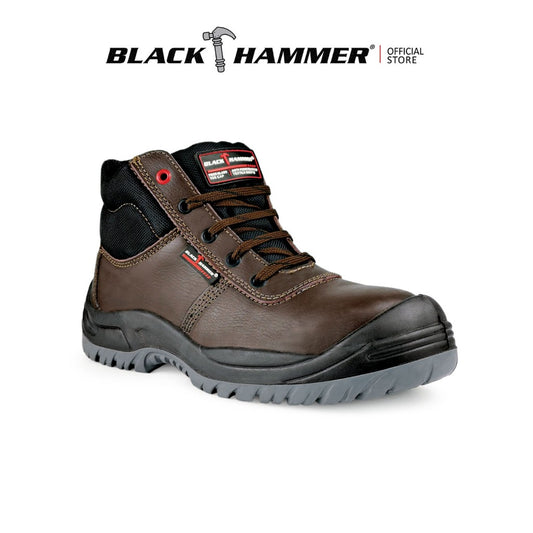 Black Hammer Men Mid Cut with Shoelace Safety Shoe BH-1508-BI
