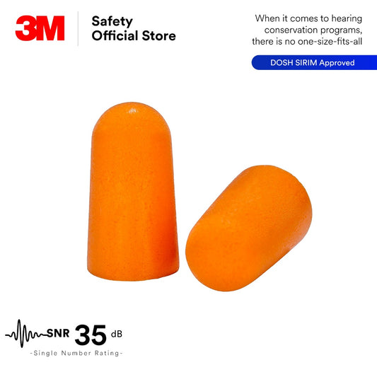 3M™ 1100 Soft Foam Uncorded Earplugs SNR 35 dB/ Sleeping Earplug/ Travel Earplugs (10 Pairs) EP_ PSD_