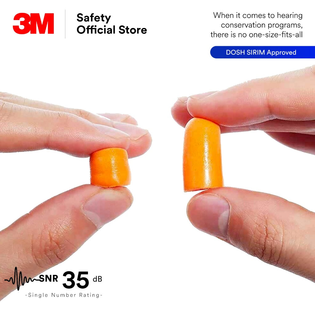 3M™ 1100 Soft Foam Uncorded Earplugs SNR 35 dB/ Sleeping Earplug/ Travel Earplugs (10 Pairs) EP_ PSD_