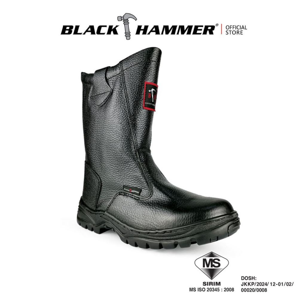 Black Hammer Men 2000 Series BH 2334- All Black & High Cut Men Safety Shoes , SIRIM & DOSH APPROVED Safety Shoes, Black Hammer Safety Shoes Malaysia