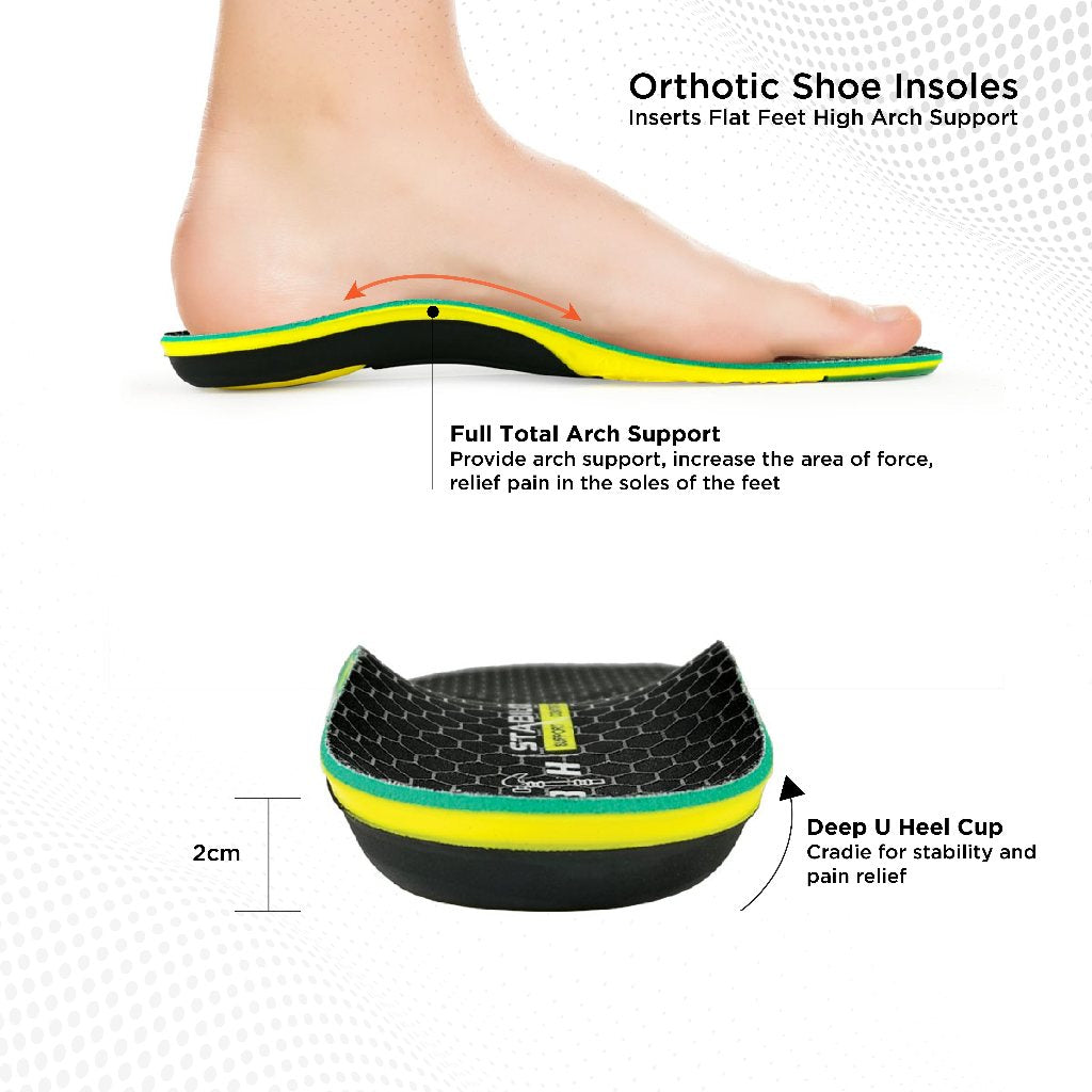 Discover comfort like never before with Black Hammer Pro Series Orthotic Shoe Insole WF9081. Non-slip textured surface, full arch support, U-shaped heels, silicone gel, PU, TPU, EVA shock absorption, and deep U heel cup provide all-day comfort in any shoe size.