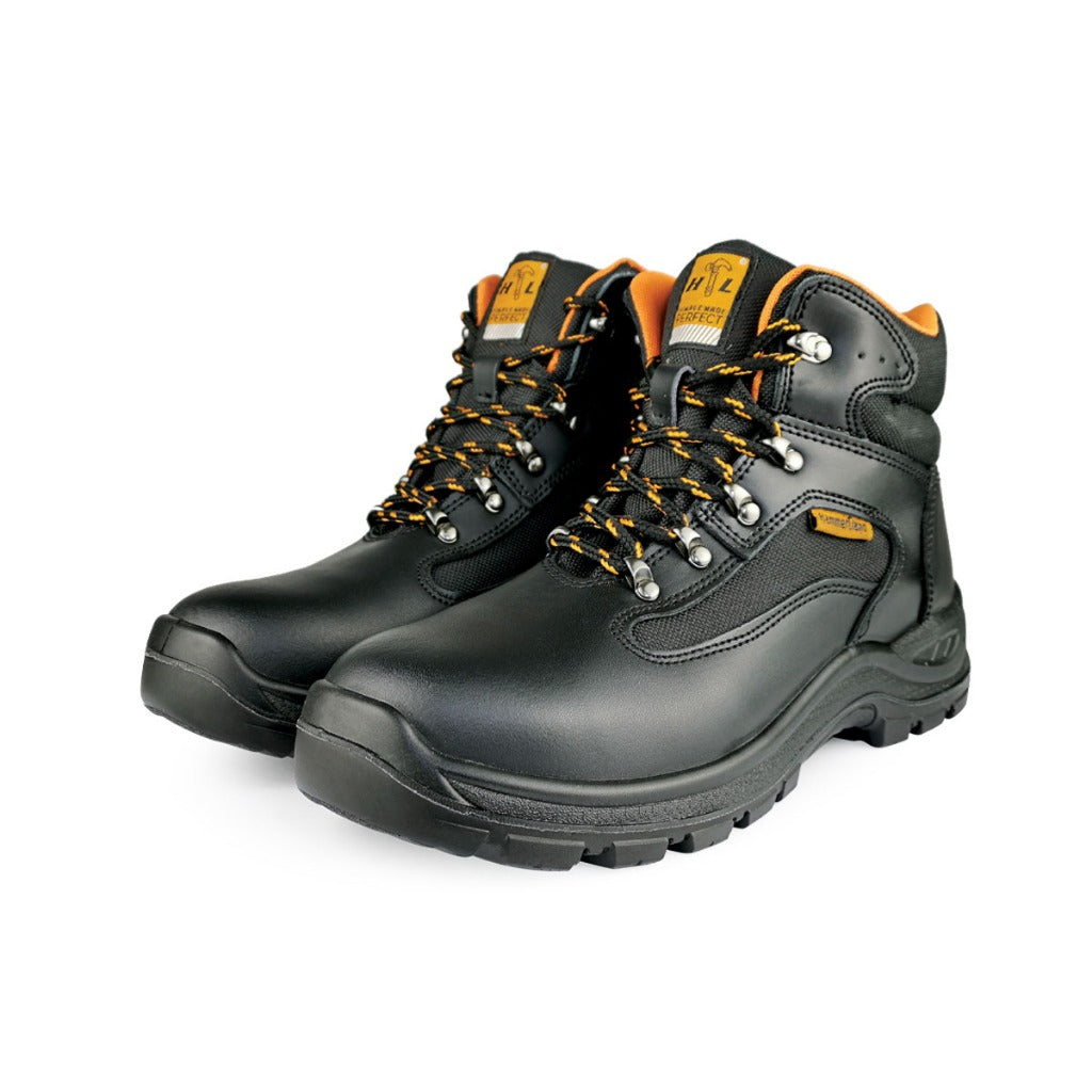 Hammerland Men Mid Cut with Shoelace Safety Shoes HAM-3011 GK,Black Hammer Safety Shoes, Steel toe cap , Affordable & Durable Safety Shoes Malaysia, Best Safety Shoes Malaysia