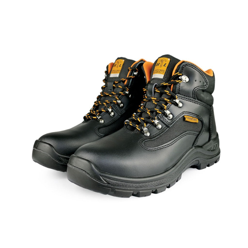 HAMMERLAND Men Mid Cut with Shoelace Safety Shoes HAM-3011 GK - BLACK SAFE OUTLET
