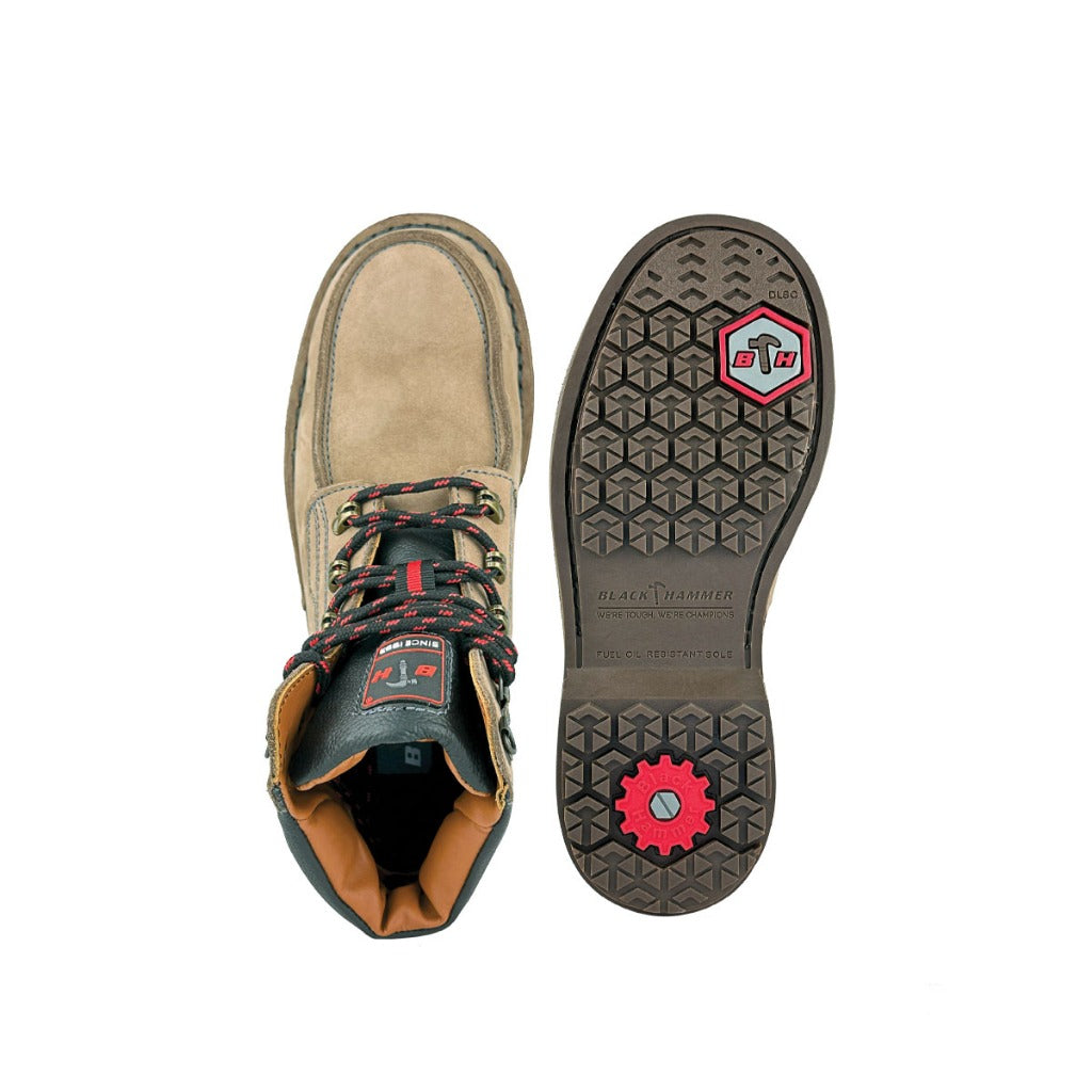 Black Hammer Men Mid Cut with Shoelace Safety Shoe BH2610 - BLACK SAFE OUTLET