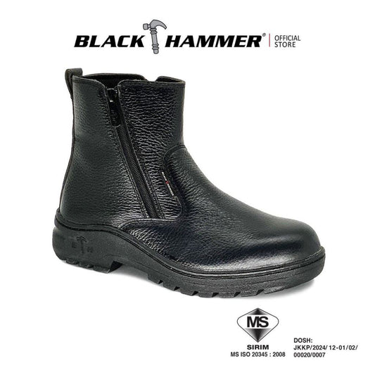 Black Hammer 2000 Series Mid Cut Safety Shoes BH 2333 (SIRIM APPROVED) - BLACK SAFE OUTLET