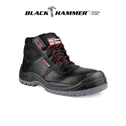 Black Hammer Men Mid Cut with Shoelace Safety Shoe BH-1508-BI