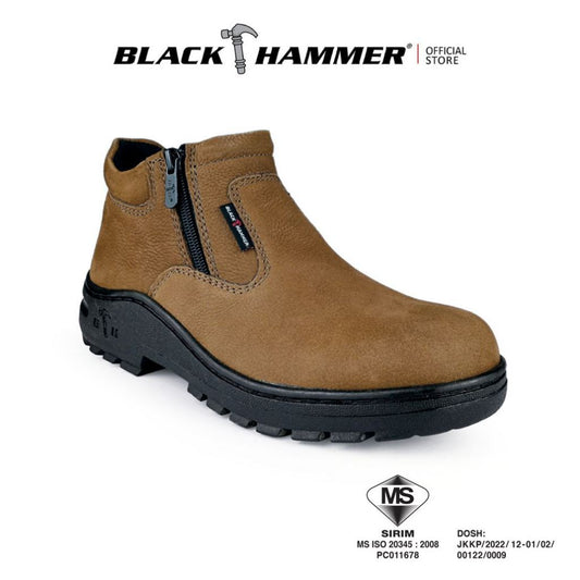 Black Hammer 2000 Series Mid Cut Safety Shoes BH2882 (SIRIM APPROVED) - BLACK SAFE OUTLET