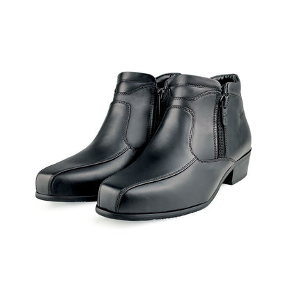 Black Hammer Women Formal Mid Cut with Double Zip Shoes BH3855-YM - BLACK SAFE OUTLET